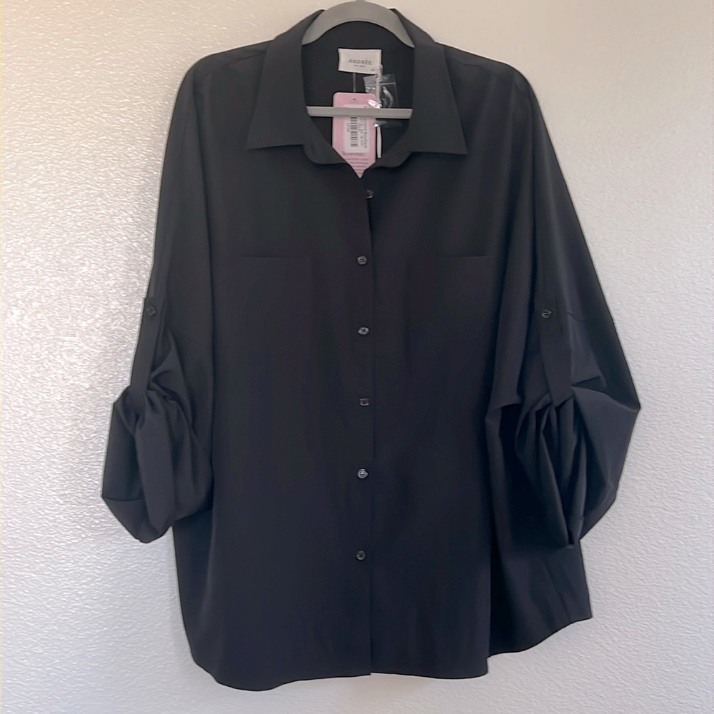 Black Button-Down Blouse